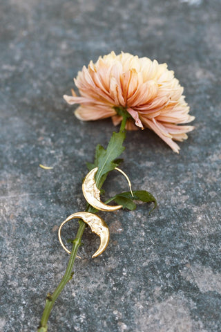 Moon Hoops Earrings Gold