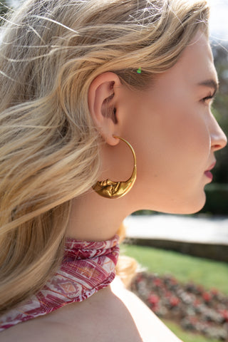 Moon Hoops Earrings Gold