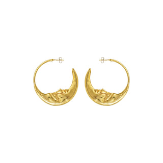 Moon Hoops Earrings Gold