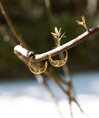 Moon Hoops Earrings Gold