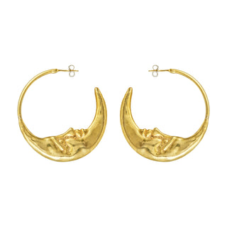 Moon Hoops Earrings Gold