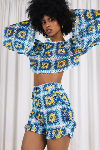 AQUA KNITTED VOLAN SHORTS